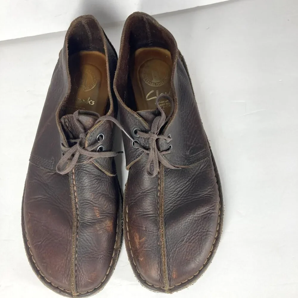 Clarks Desert Trek Iconic Shoes Mens Size 12 Brown Leather Lace Up Crepe Sole